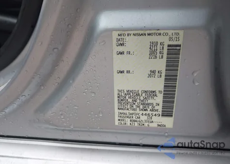 2015 Nissan Altima 2.5/2.5 S/2.5 Sl/2.5 Sv from USA, damaged, VIN 1N4AL3AP1FC446549